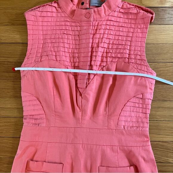 Preen Thornton Bregazzi Coral Pink Cotton Tailored Structured Sundress Large - Picture 12 of 15